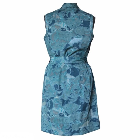 New York & Company Green and Blue Sleeveless tie waist dress - Picture 2 of 7